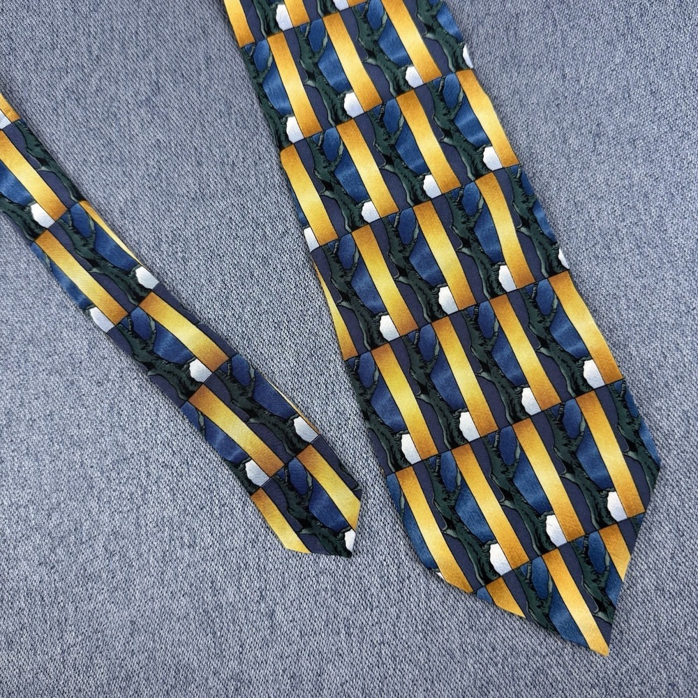 Jerry Garcia Silk Tie Irish Tree Collection Nine Vintage Gold Blue 3.75" Mens